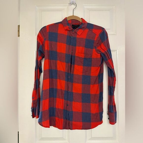 J.Crew Orange & Blue Buffalo Check Button-down Shirt - Picture 1 of 6